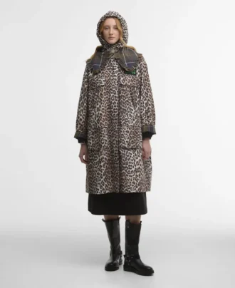 Barbour x GANNI Leopard Print Waterproof Parka Jacket